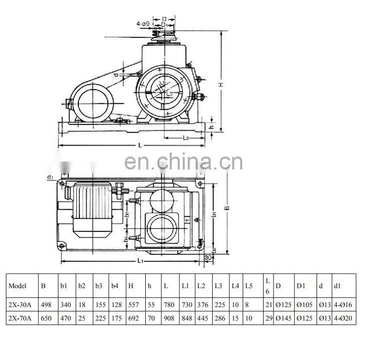 2X-70A double stage oil sealed rotary vane vacuum pump