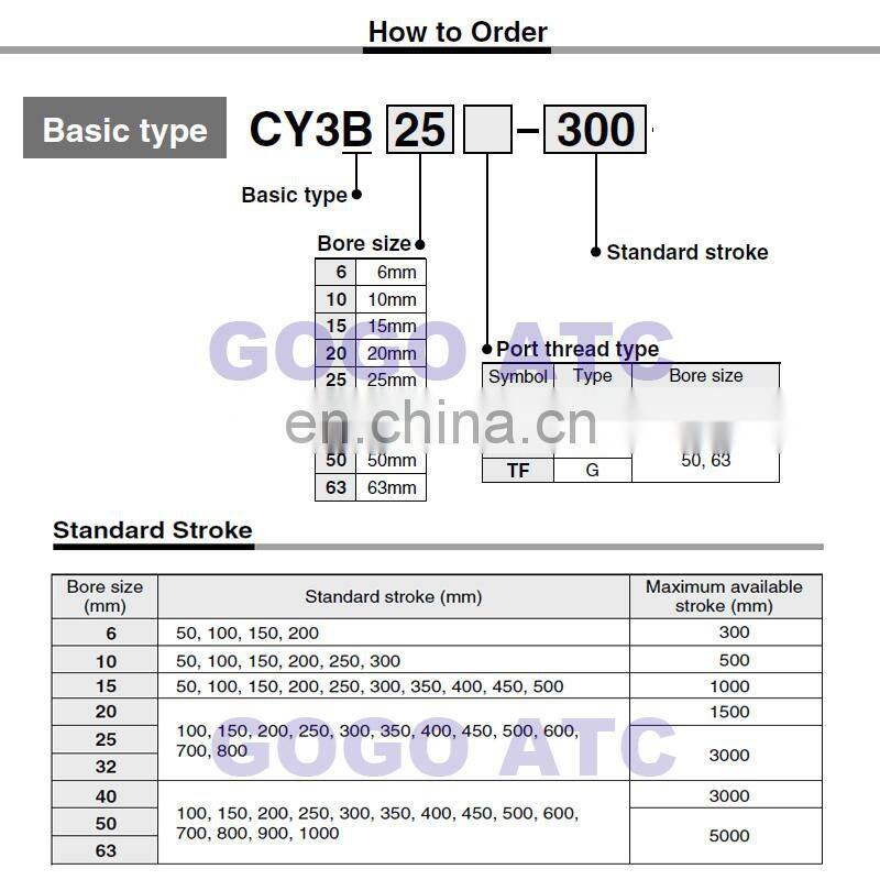 CY3B40-800 High quality aluminum alloy rodless cylinder 40mm diameter 800mm Stroke pneumatic air cylinder