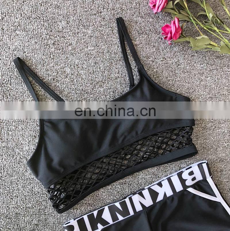 sports high-quality mesh letter swimsuit ladies swim suit yoga clothing new bikini swimwear women