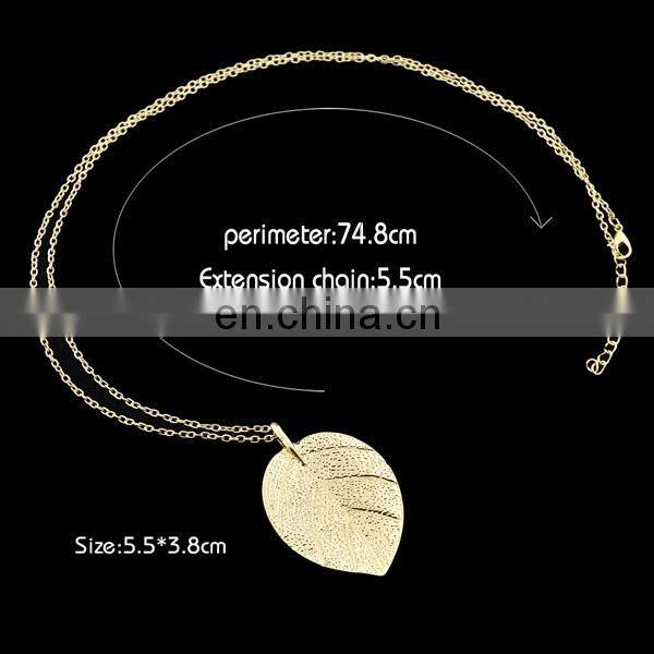 Jewelry Necklace Gold-Color Chain Leaf Design Pendant Necklaces Pendants