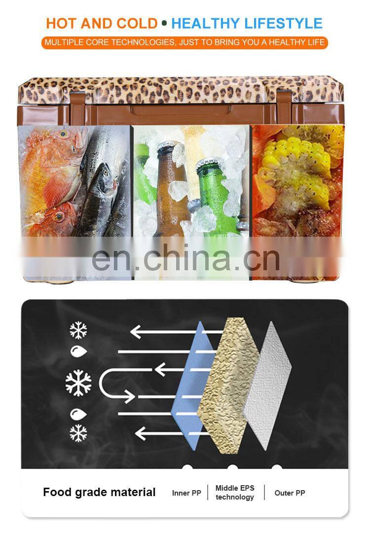 GiNT 50L Outdoor Leopard Design Good Quality Ice Chest Customized Cooler Box