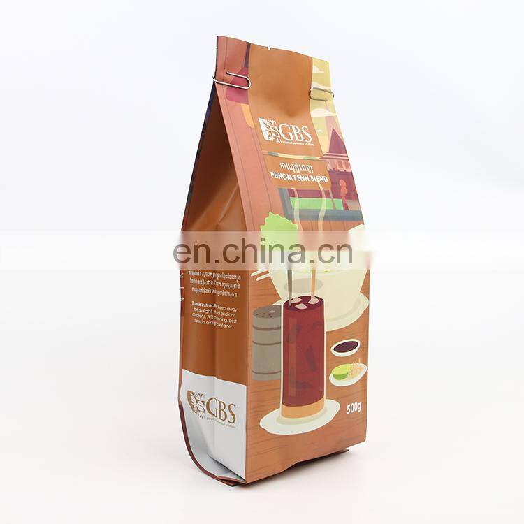 Manufacture Custom printed logo recycle eco-friendly 250g empty coffee bags with valve