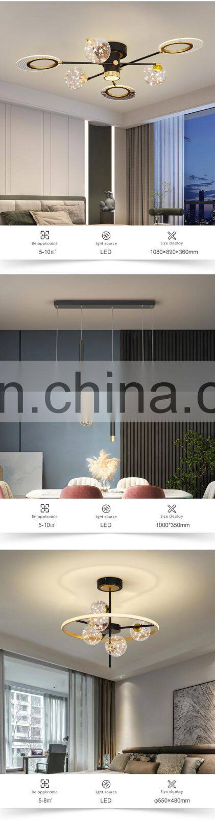 Factory direct Indoor Luxury Decoration Iron Silicon Glass Living Room LED Modern Chandelier Light