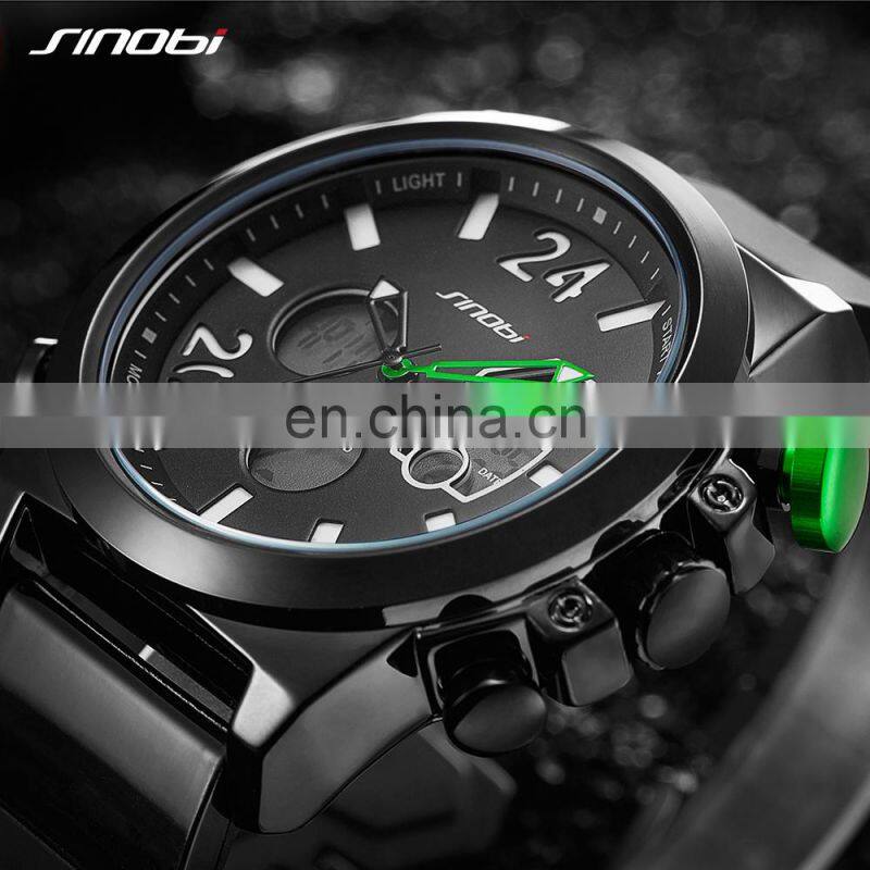 SINOBI 9732 Men's Silicone Bands Bracelet Digital Sport Watches Custom Waterproof Alarm Week Time Watch For Men