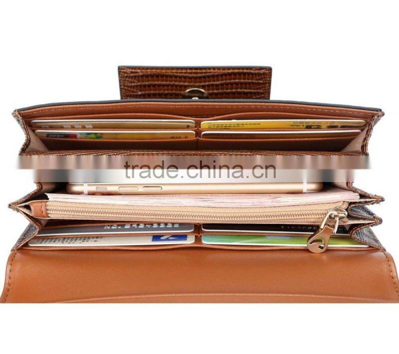 high grade lizard wallet high capacity cow leather long style wallet multi bags purse male fashion women money bag