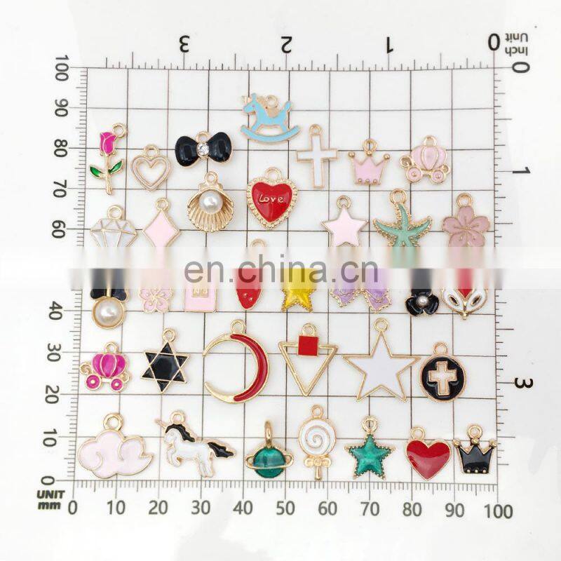 150pcs unicorn Charms Random Mixed Fruit Animal Flowers Alloy Pendants Earrings Jewelry Making Accessory