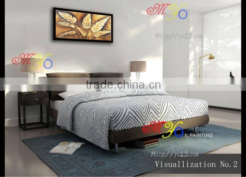 hot selling Modern New design golden leaves of banana handmade oil painting on canvas house decoration