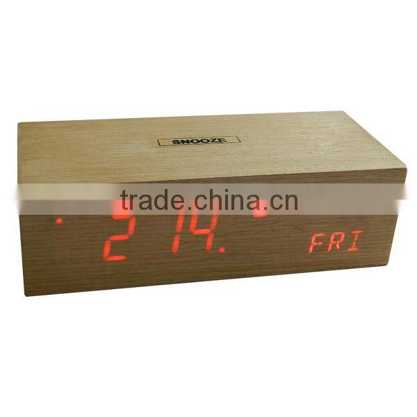 Office Digital LED Wood Clock with Calendar