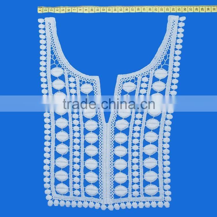 OEM Custom shaped cotton crochet lace pattern embroidered applique neck patch for ladies dress or garment