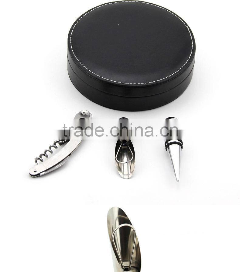 Red Wine Box Bottle Opener Set Bottle Screwdriver 4-in-1 opener set round wine gift set wine canister set