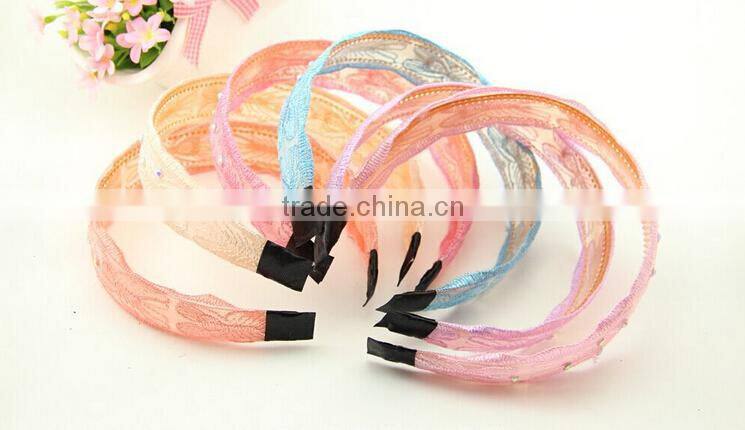 New product fashion butterfly lace diamond hair band for girls kids hair accessories