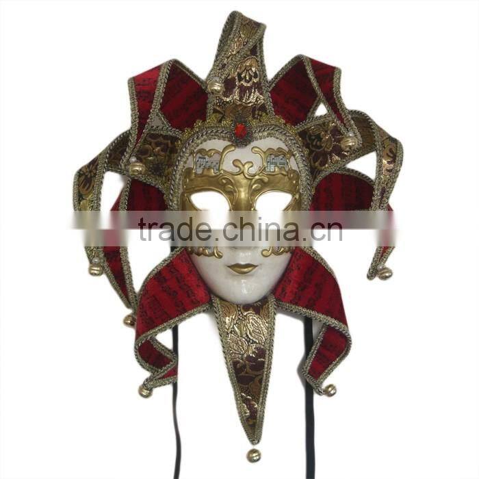Wholesale Red And Gold Italy Venice Feather Masquerade Mask For Venetian Masked Ball