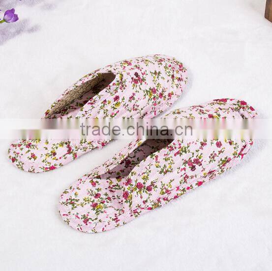 2015 Summer Fashion Slipper Shoes Custom Printed Cotton Quilting Fabric Woman Cotton Slipper