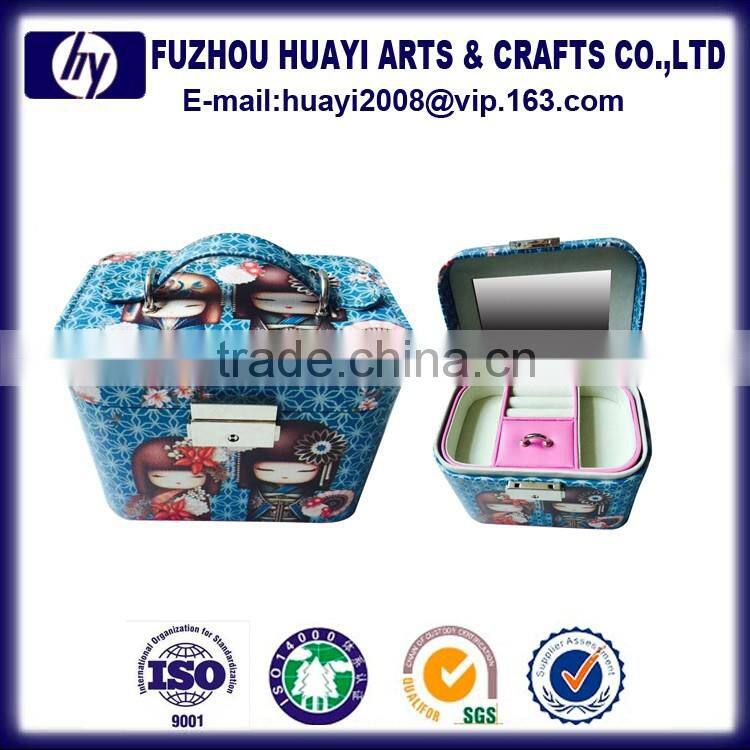 Sexy custom antique handmade pu leather velvet jewelry box with drawers