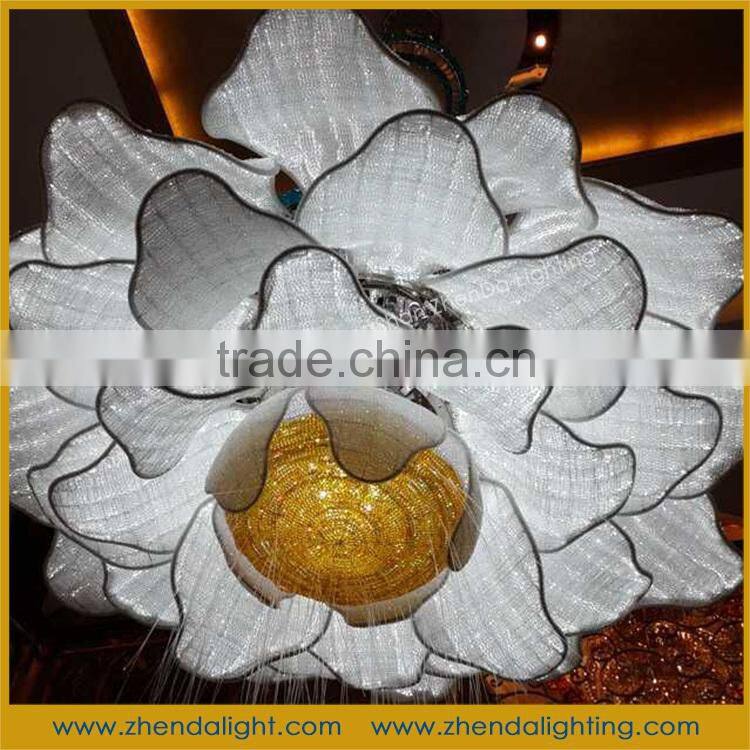 Huge flower crystal pendant light for high ceiling decoration