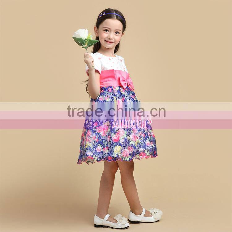 Chinese Garment Factory Computer Embroidered Little Girl Dresses 6 Years