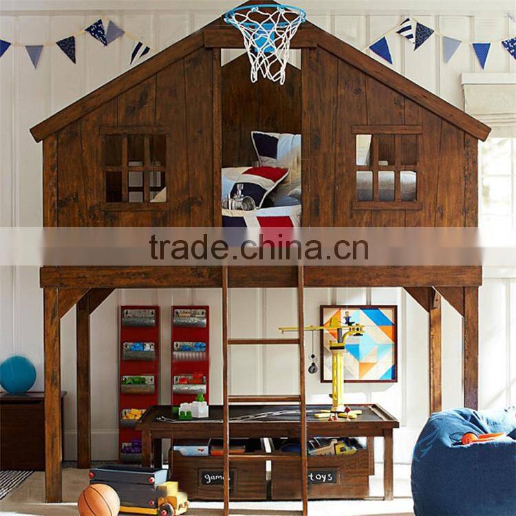 American country style Creative children furniture tree house shape Environment Friendly solid wood bunk bed for customized
