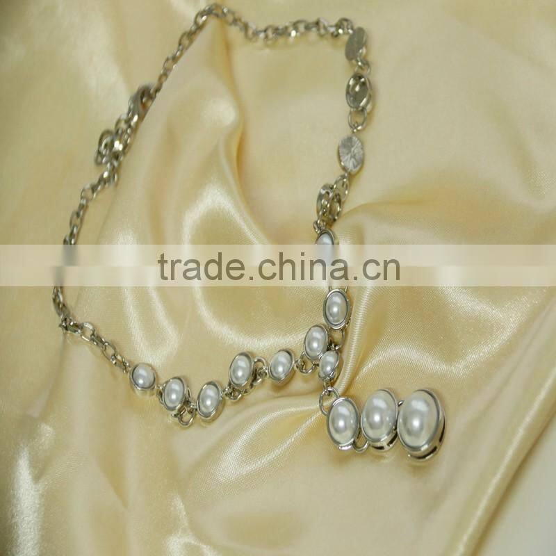 Women Leaf Shaped Pearl Necklace Earring Ring Bracelet Complete Jewelry Set