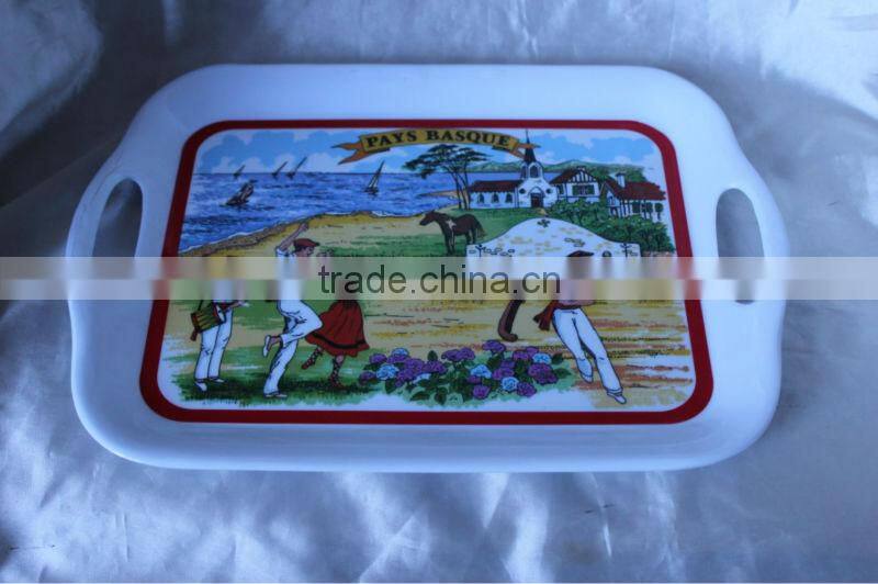 14 inch two-handled rectangular melamine tray