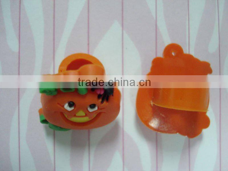 Soft PVC pencil cap with pumpkin shape