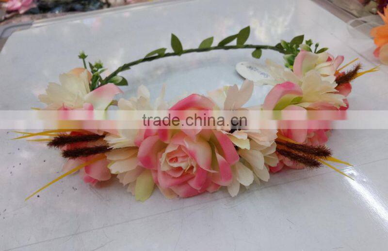 Newest Design Women Girls Artificial Flower Headband Tiara Crowns Garland Wedding For Adults