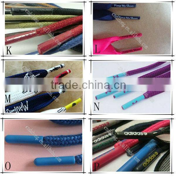 Metal tip cord debossed with custom logo