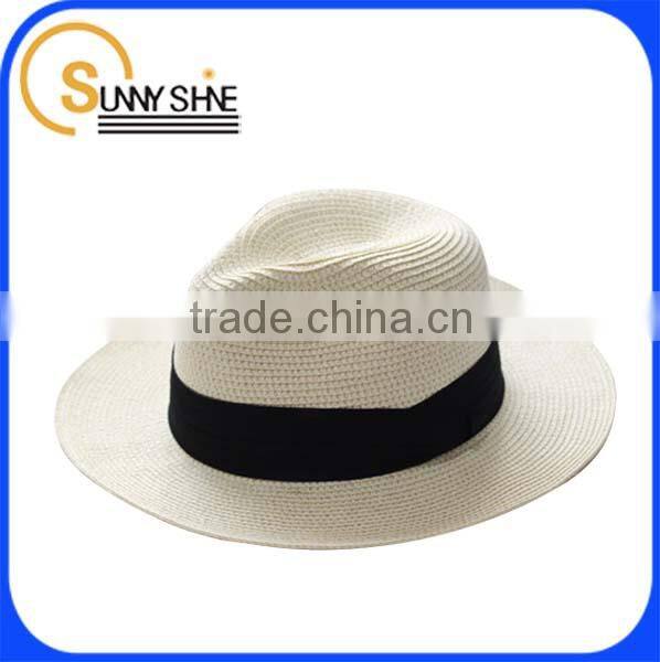 SUNNY SHINE fashion beige shade flat brim straw hat