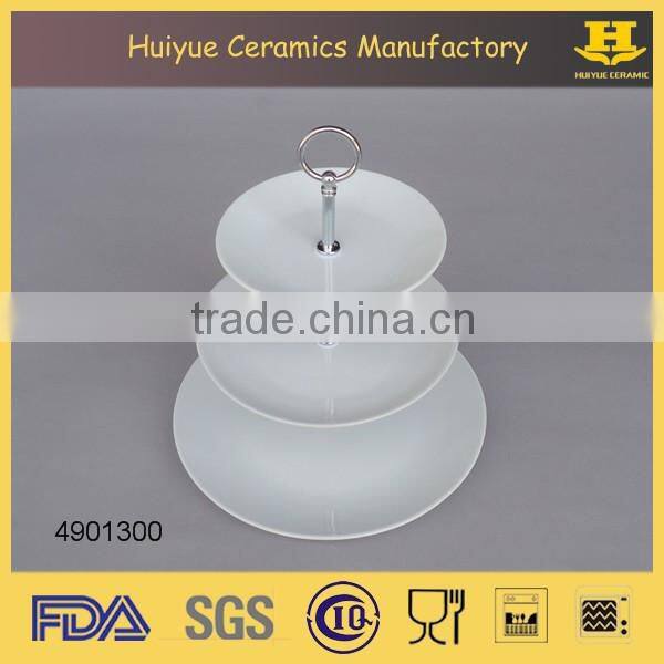 Ceramic three-tiers food display, cake display