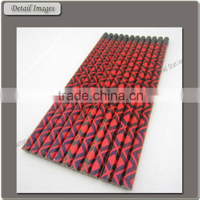 Round Shape Custom Printed HB Wooden Pencil With Eraser