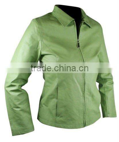 Ladies Colored Leather Jacket, Green Leather Jacket for Womens, Ladies Fitted Leather Jacket