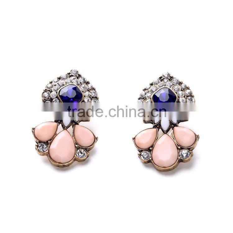 Blue crystal pendant earring wholesale Fashion waterdrop resin crystal drop earring
