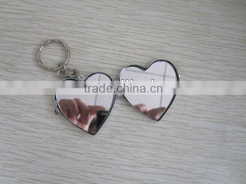 heart shape mirror with keyring for promotional