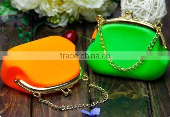 Cheap Mini metal handle colorful dustproof silicone easy wallet