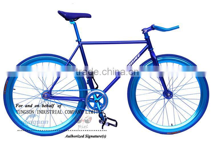 Classical design Aluminium Anodized fixed gear bicycle with single speed bike for wholesale