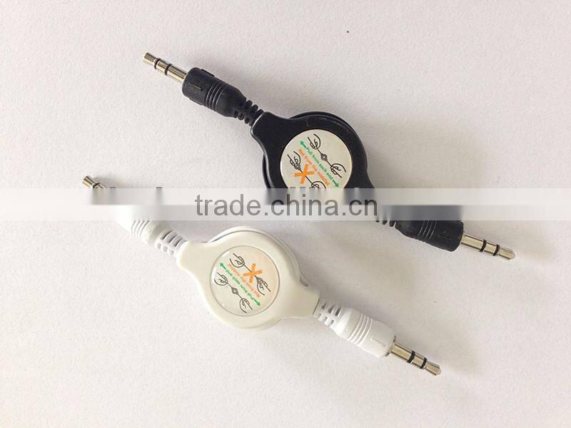 3.5mm aux audio cable usb data transfer M to M Retractable Audio Data Cable for iPod iPhone MP3 Players