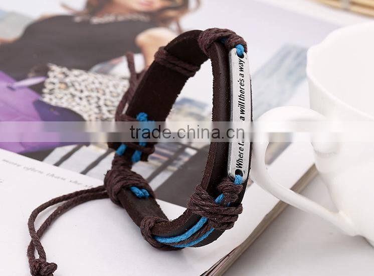Personalized stars peace rivet leather bracelet latest design punk rock style leather bracelet for men