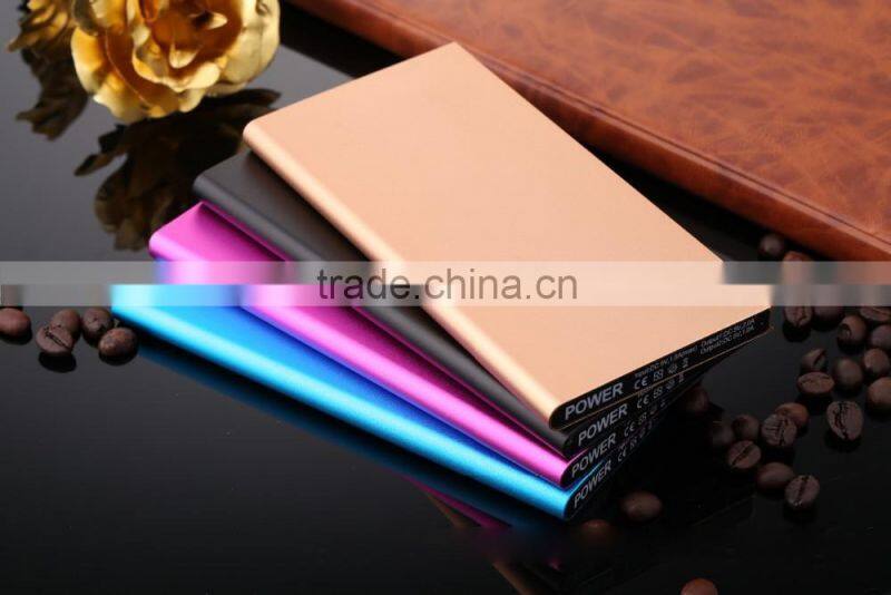 high quality dual usb metal slim power bank 10000mah cell phone charger