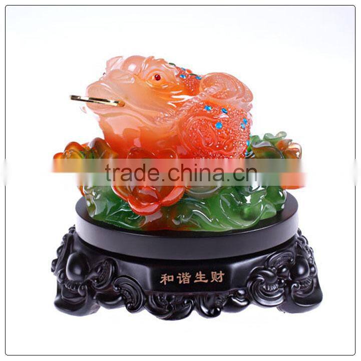 Liu li color big size money frog statue for home decoration