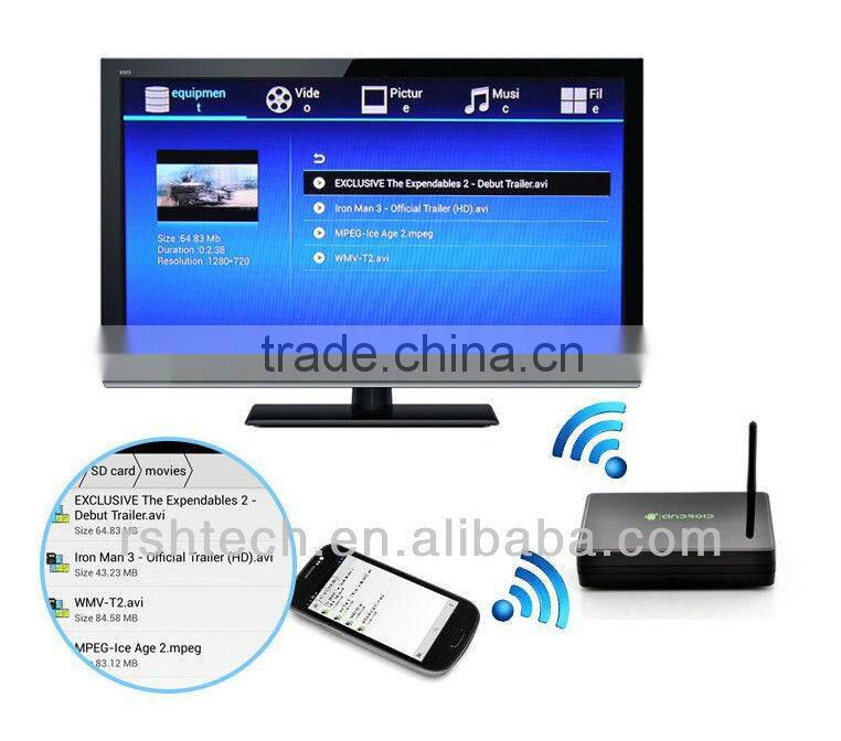 Dual core iptv channel wifi smart TV box 1080P &3D blue-ray movies media player pre-install XBMC addon HDMI android TV box