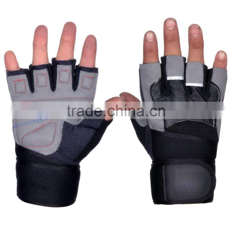Leather Weight Lifting Padded Cotton Mesh Crochet Gloves/New Leather Weight Lifting Gym Gloves Crochet Mesh Cycling Gloves