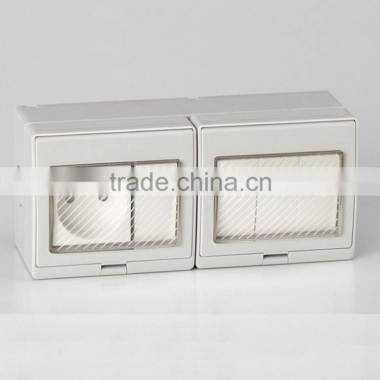 CF-FR4S series16A ABS Waterproof switch socket Wall plug & sokcet IP55 two gang French socket