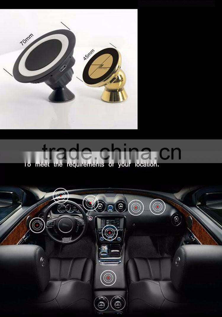 2016 Quick Charge QI Standard Strong Magnet Auto Adsorption Wireless Charger Metal In-Car Holder