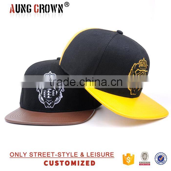 wholesale leather brim custom flat bill hats caps