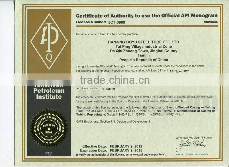 API 5CT ERW steel pipes used for oil industry