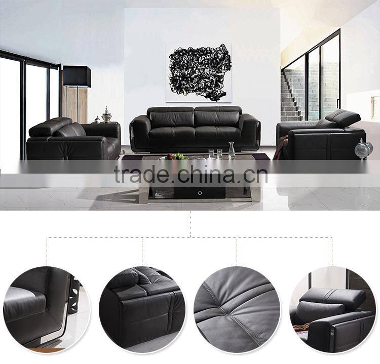 Low price home furniture stainless steel leather sofa made in Turkey