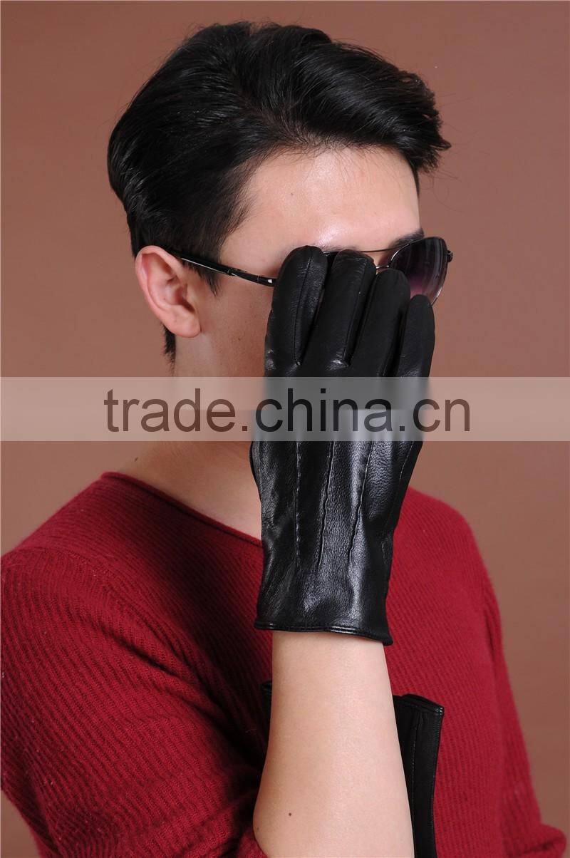 Winter Men's Genuine Leather Gloves Driving Sheepskin Mittens Thicken Warm Fashion Male Gloves