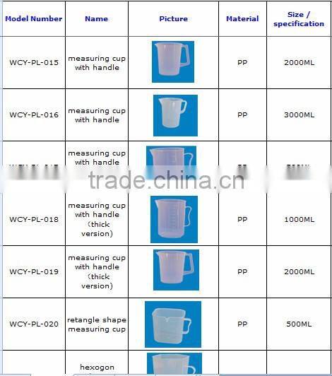 High quality competitive price 20ML 100 ML 1000 ML various sizes various shapes of plastic measuring cup