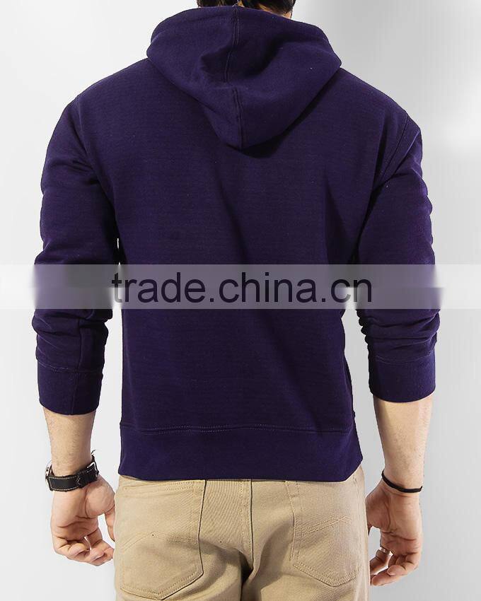 Fleece Plain Black Pullover Sweatshirt Hoody without Hood for Men