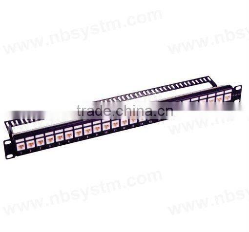 24 port UTP Cat.5e Cat.6 Patch Panel with back bar 19" 1U, with 24pcs UTP Cat5e Keystone Jacks