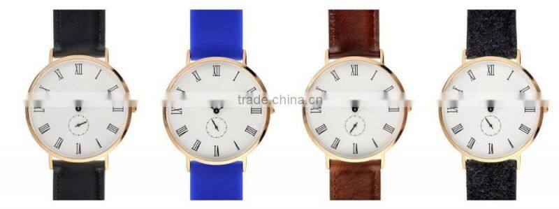 OEM design silver color tweed strap mens wrist watches with stainless steel case